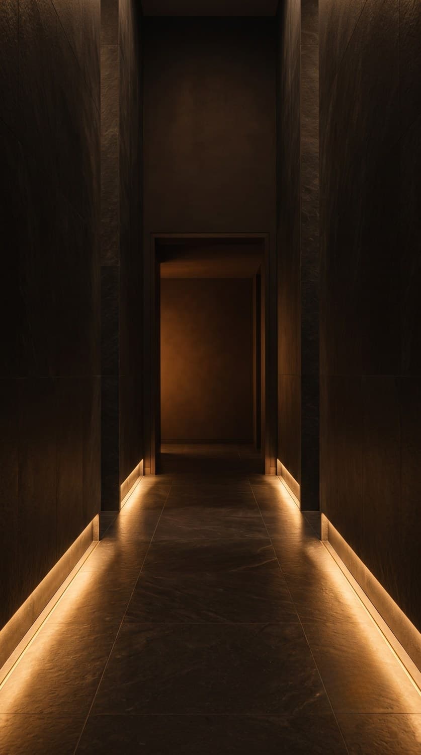 Concept still: a warm-lit corridor in the IVARA register
